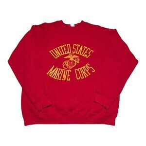 Vintage 80s Artex United States Marines Corps Red Crewneck‎ Sweatshirt Adult XL